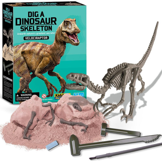 4M KidzLabs Dig A Dinosaur Skeleton Velociraptor