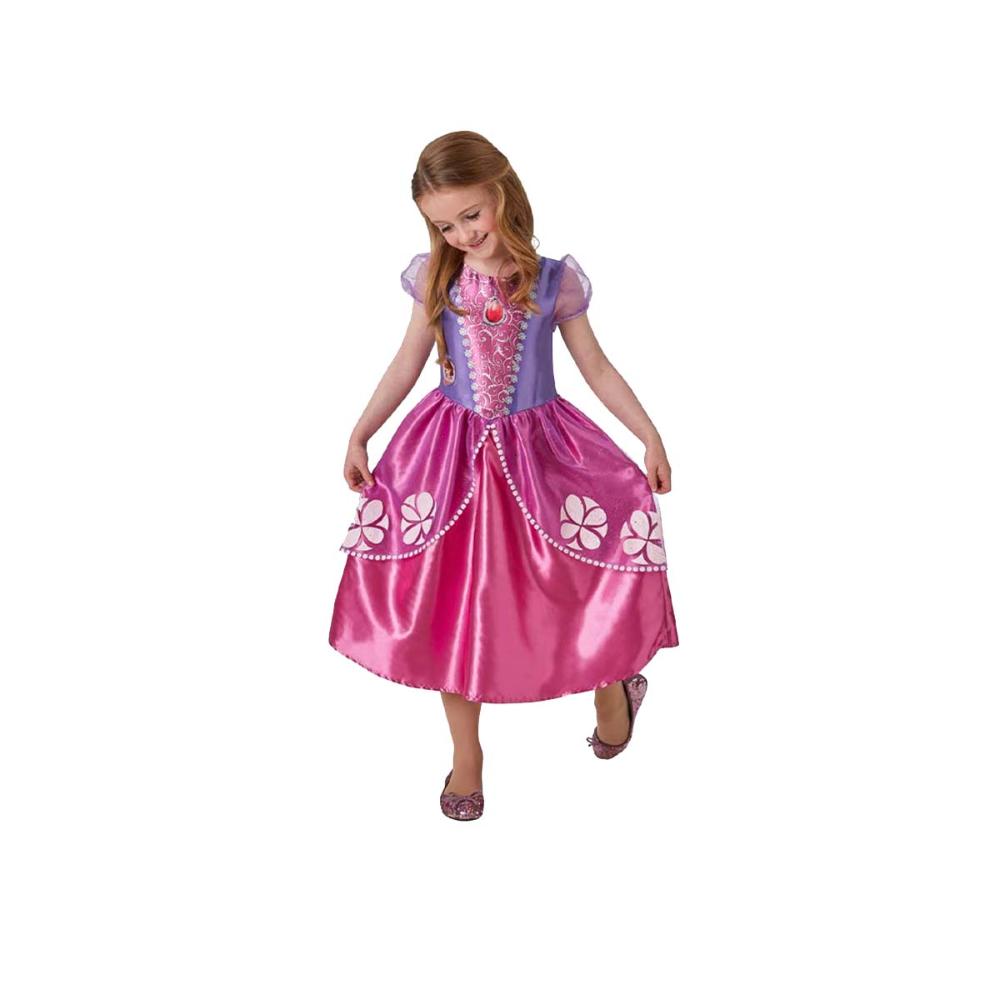sofia the first dress pink Disney Jr Princess Costume Satin Girl 3-5y Child Kids This dress is a vintage length and is meant to fall Above the knee. Disney Sofia the First Princess