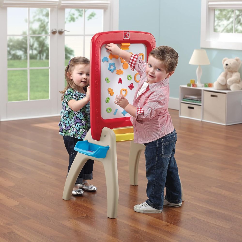 Flip and doodle easel desk step2 with stool kids play activity magnetic board stores hot sale