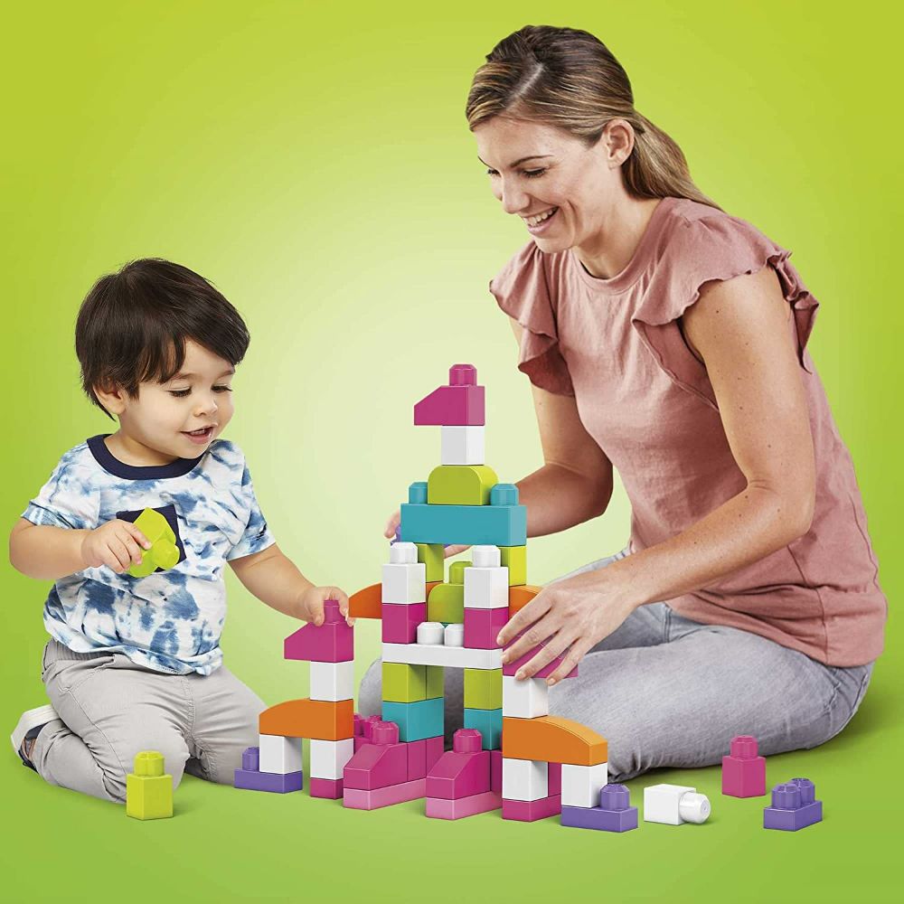 Shop Mega Bloks First Builders Big Building Blocks for Toddlers (80 Pieces)  - 1+Years - Multicolour - Violet Bag Online