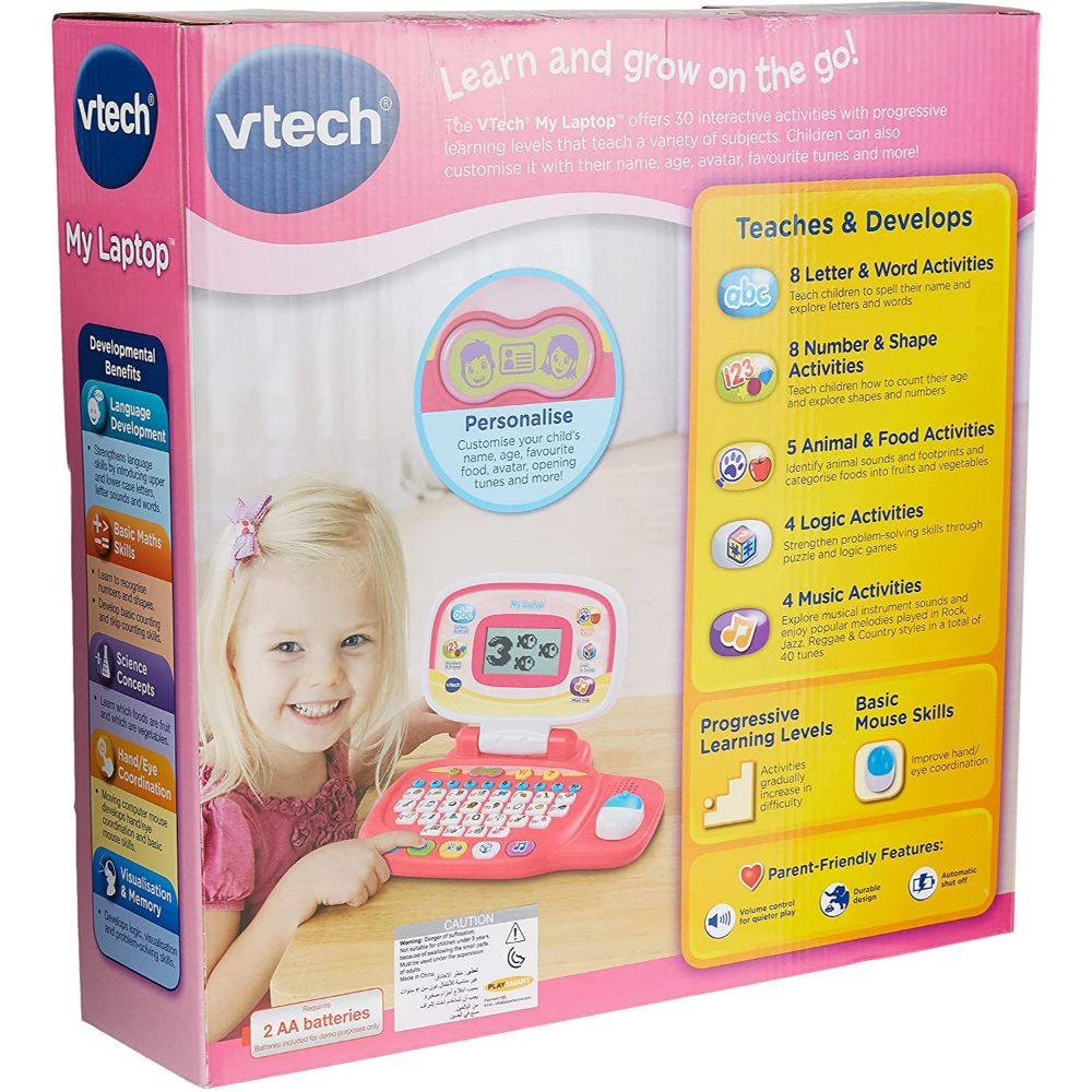 VTech My Laptop Kids Toy, 4-Directional Mouse, 30 Educational Activities, 5  Progressive Learning Categories, Pink