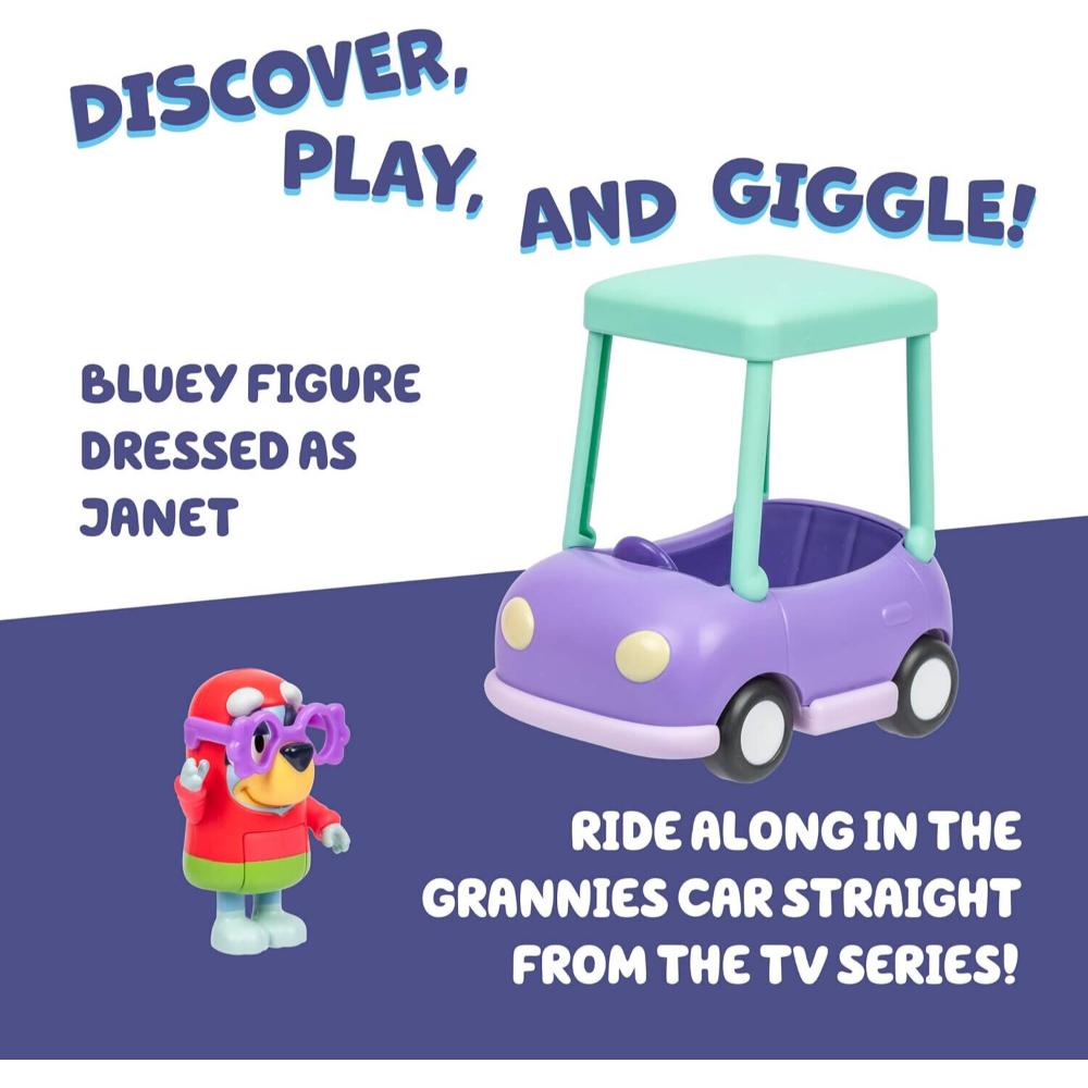 Bluey S13 Bluey Figure & Vehicle Granny Car with Janet