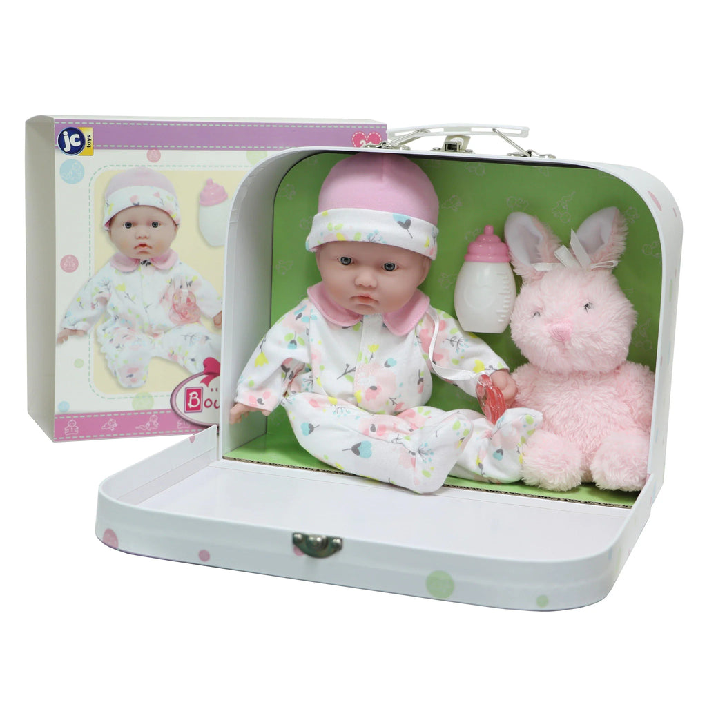 Jc Toys La Baby. 28 Cm. Mini Soft Body  Baby Doll In Carry Case, Plush Bunny, Pacifier And Bottle.