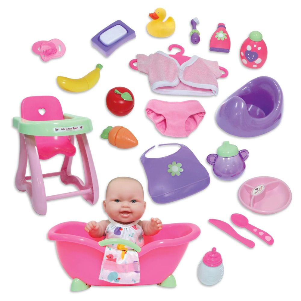 JC Toys Lots to Love Babies Vinyl Baby Doll 10" with Deluxe Gift Set