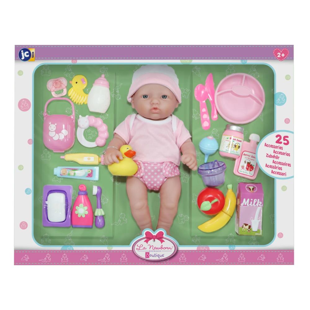 Jc Toys La Newborn. 30 Cm. All Vinyl Newborn 25 Piece Accessory Gift Set.