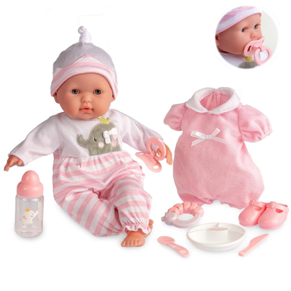 Jc Toys 15" Berenguer Boutique Pink Baby Doll Gift Set Open/Close Eyes