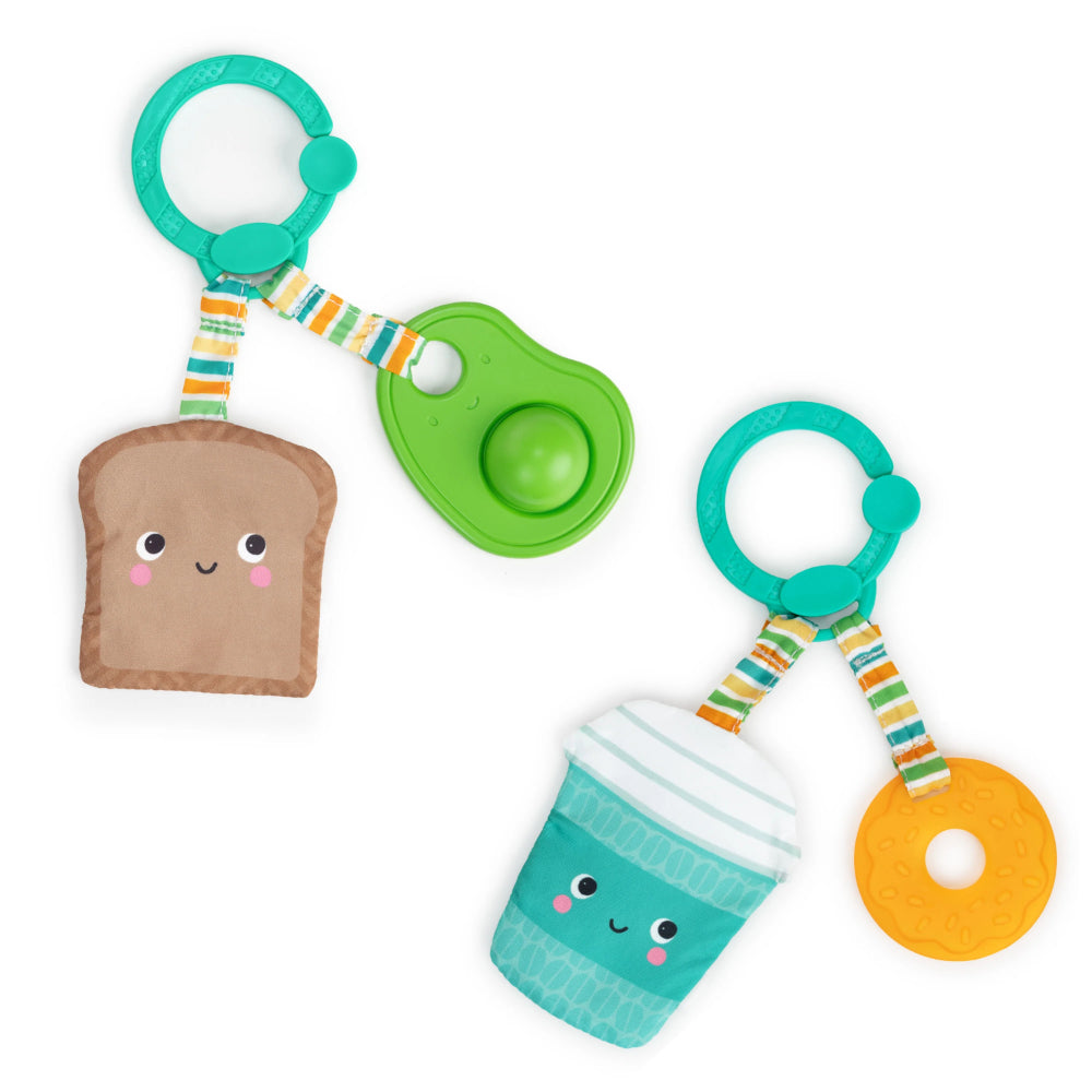 Bright Starts Perfect Pair 2IN1 Teether Toy Coffee Donut Avocado Assorted