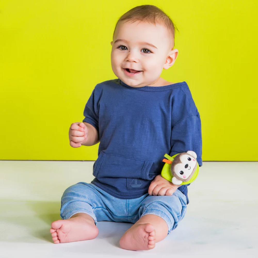 Bright Starts Rattle Teethe Wrist Pals Toy Monkey & Elephant