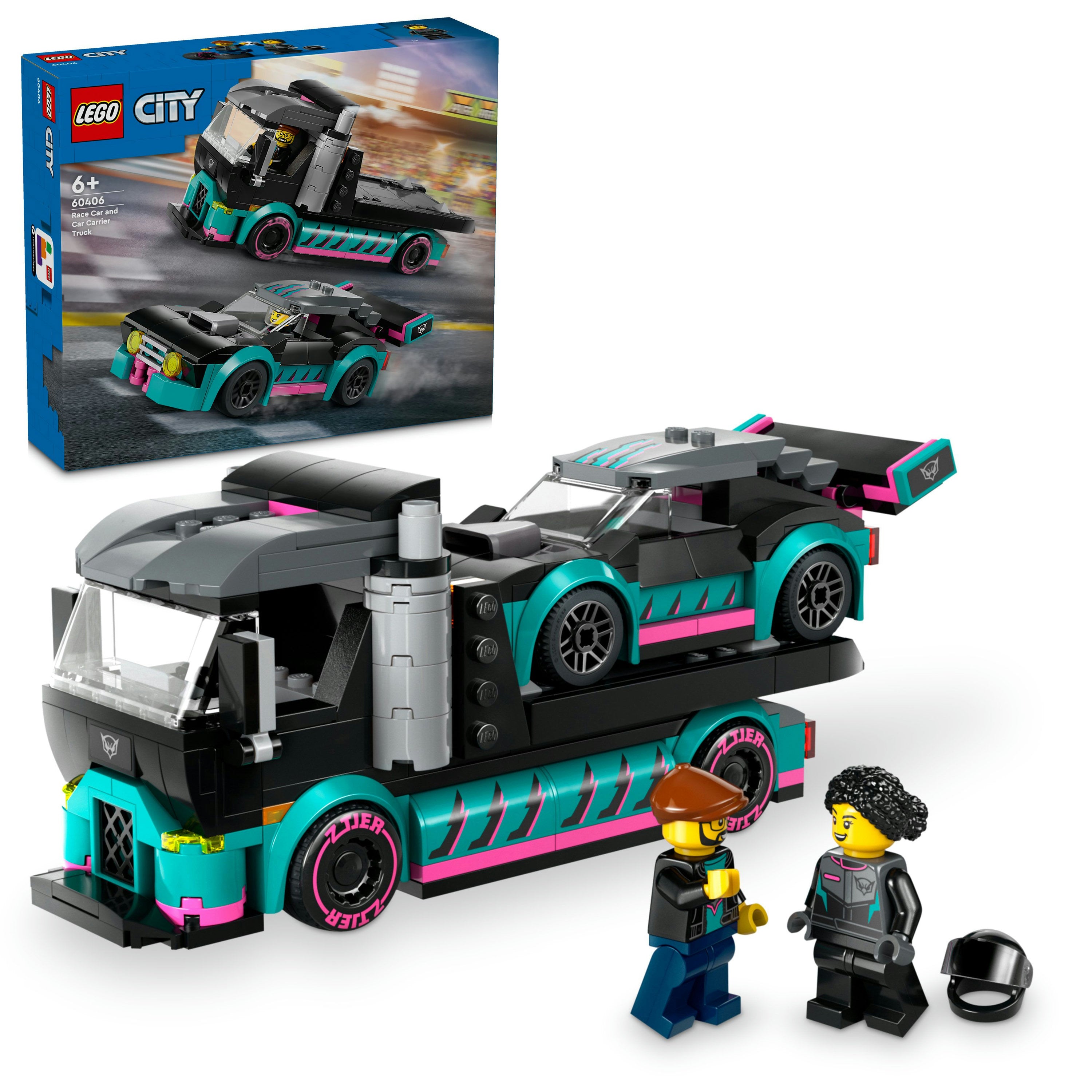 Lego Race Car and Car Carrier Truck