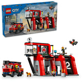 Lego Fire Station with Fire Truck