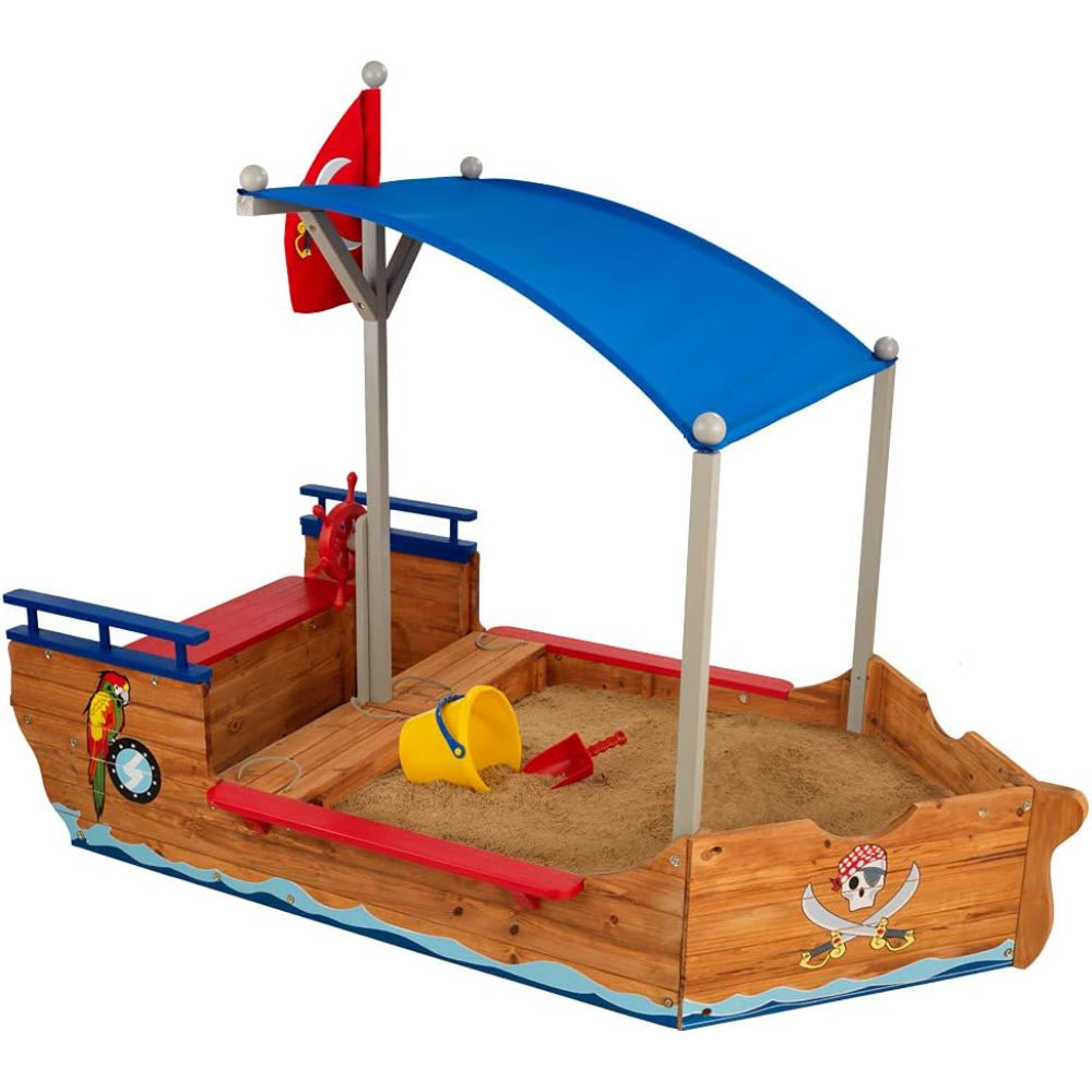 KidKraft Wooden Pirate Sandbox with Canopy
