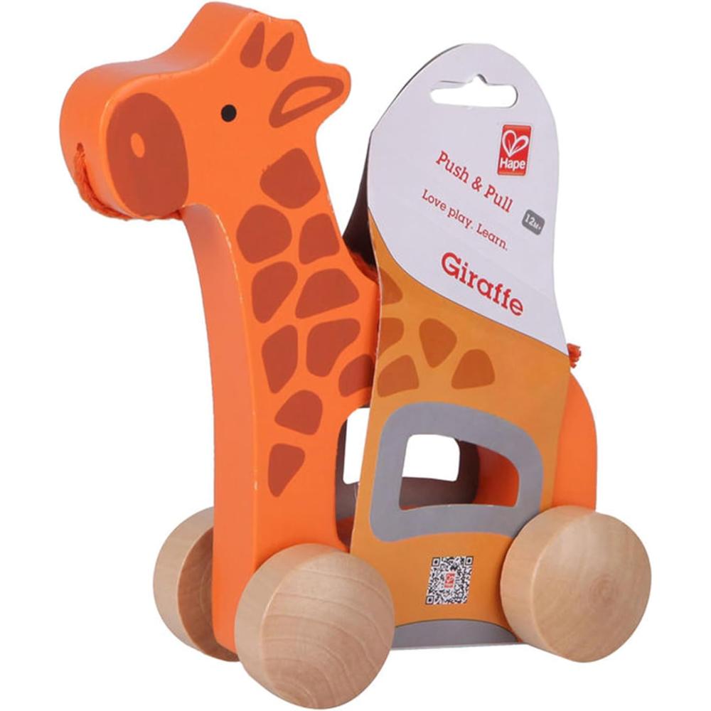 Hape Giraffe Push and Pull Along Wooden Toy Hape Giraffe Push and Pull Along Wooden Toy