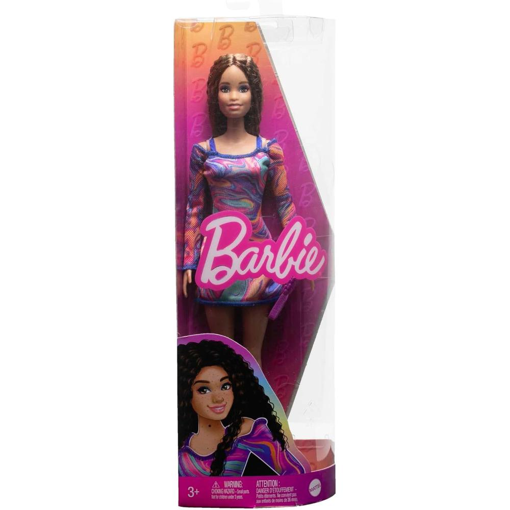 Barbie Fashionistas Doll in Rainbow Marble-Print Dress Barbie Fashionistas Doll in Rainbow Marble-Print Dress