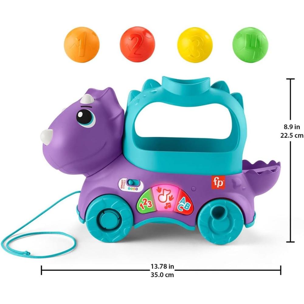 Fisher-Price Poppin’ Triceratops Interactive Ball Popper Pull Toy