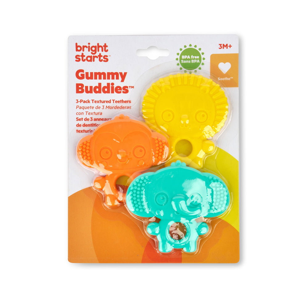 Bright Starts Gummy Buddies 3Pack Textured Teethers