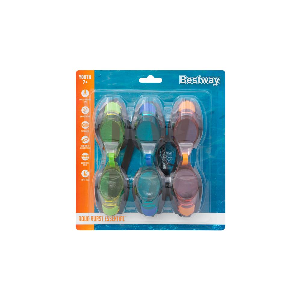 Bestway Aqua Burst Essential Ii 3 Pack Goggles Assorted