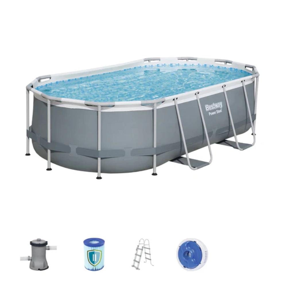Bestway Power Steel 13Ft11In X 8Ft2In.X 39.5In/4.24M X 2.50M X 1.00M.Oval Pool Set