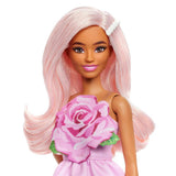 Barbie Fashionistas Doll #238 in Strapless Rose Dress Pink Hair With Barrette Accessory