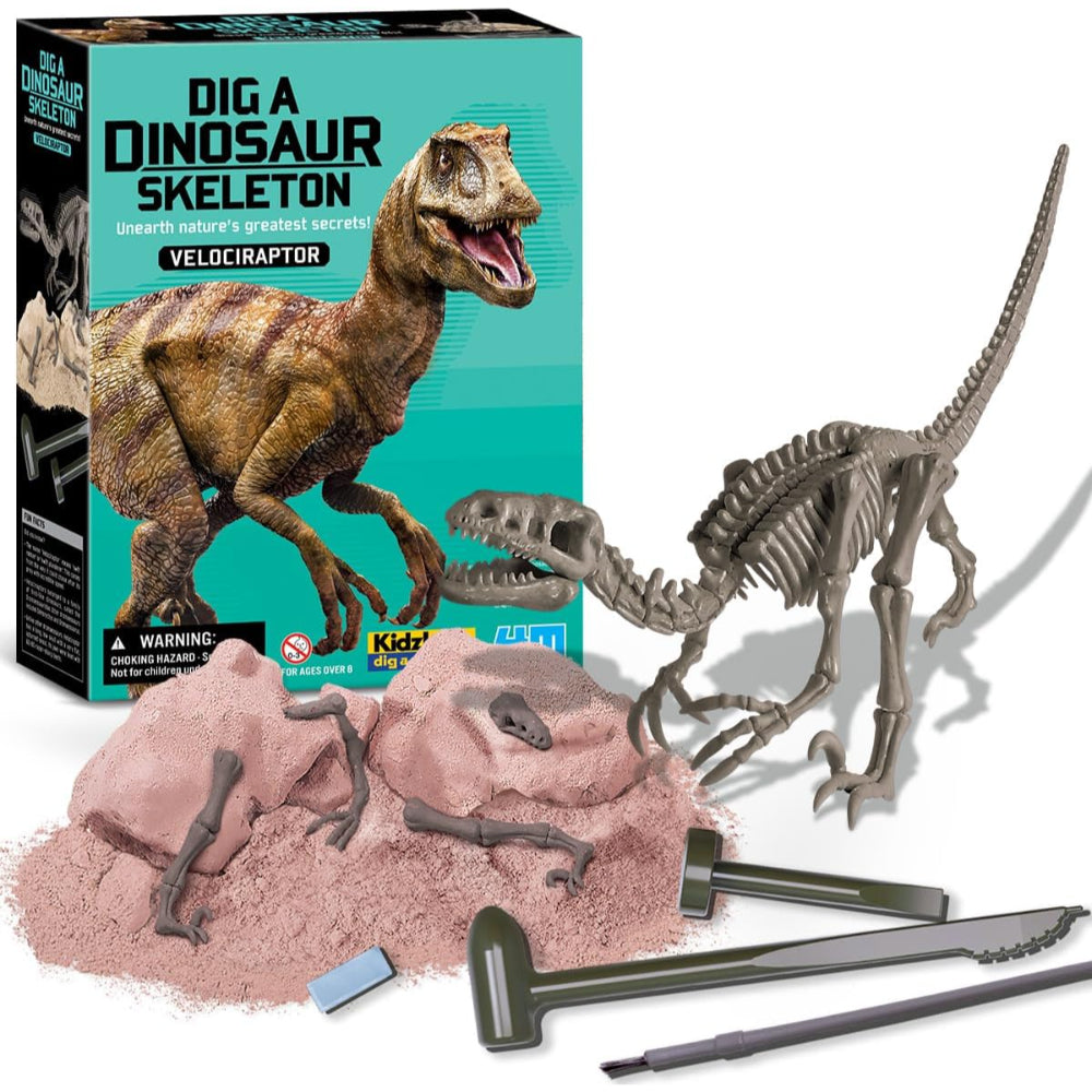 4M KidzLabs Dig A Dinosaur Skeleton Velociraptor
