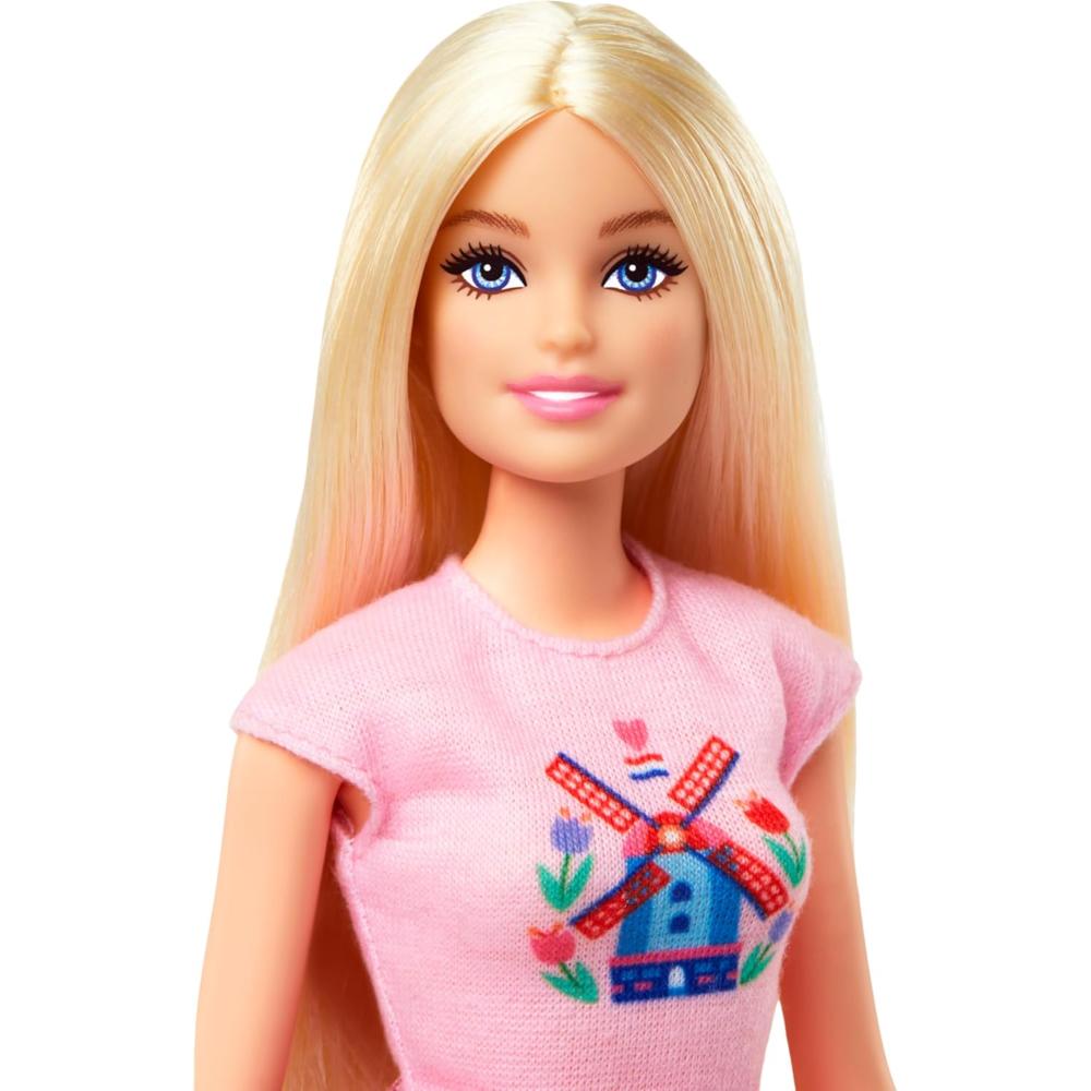 Barbie Pink Passport Holland Doll Set With Bicycle