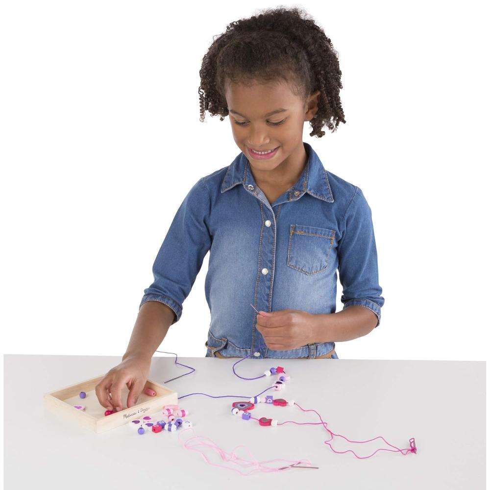 Melissa & Doug Shimmering Hearts Wooden Bead Set