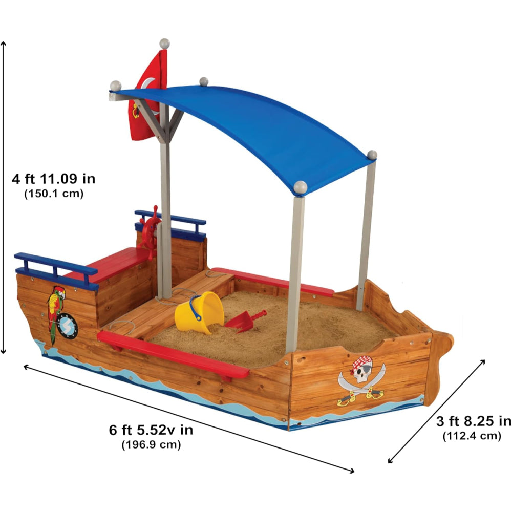 KidKraft Wooden Pirate Sandbox with Canopy