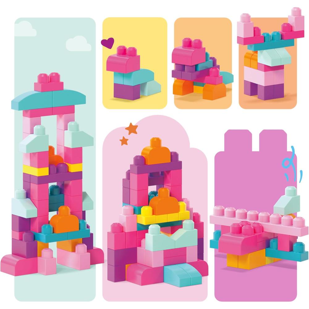 Mega Bloks First Builders Building Bag 60pcs Pink Mega Bloks First Builders Building Bag 60pcs Pink