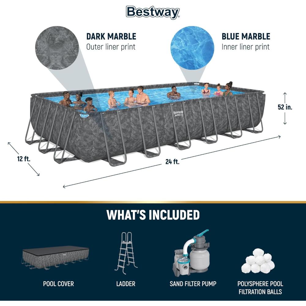 BESTWAY RECTANGULAR POOL SET 9.56M X 4.88M X 1.32M
