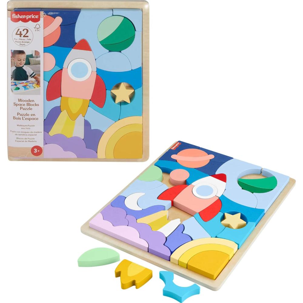 Fisher-Price Wooden Space Blocks Puzzle