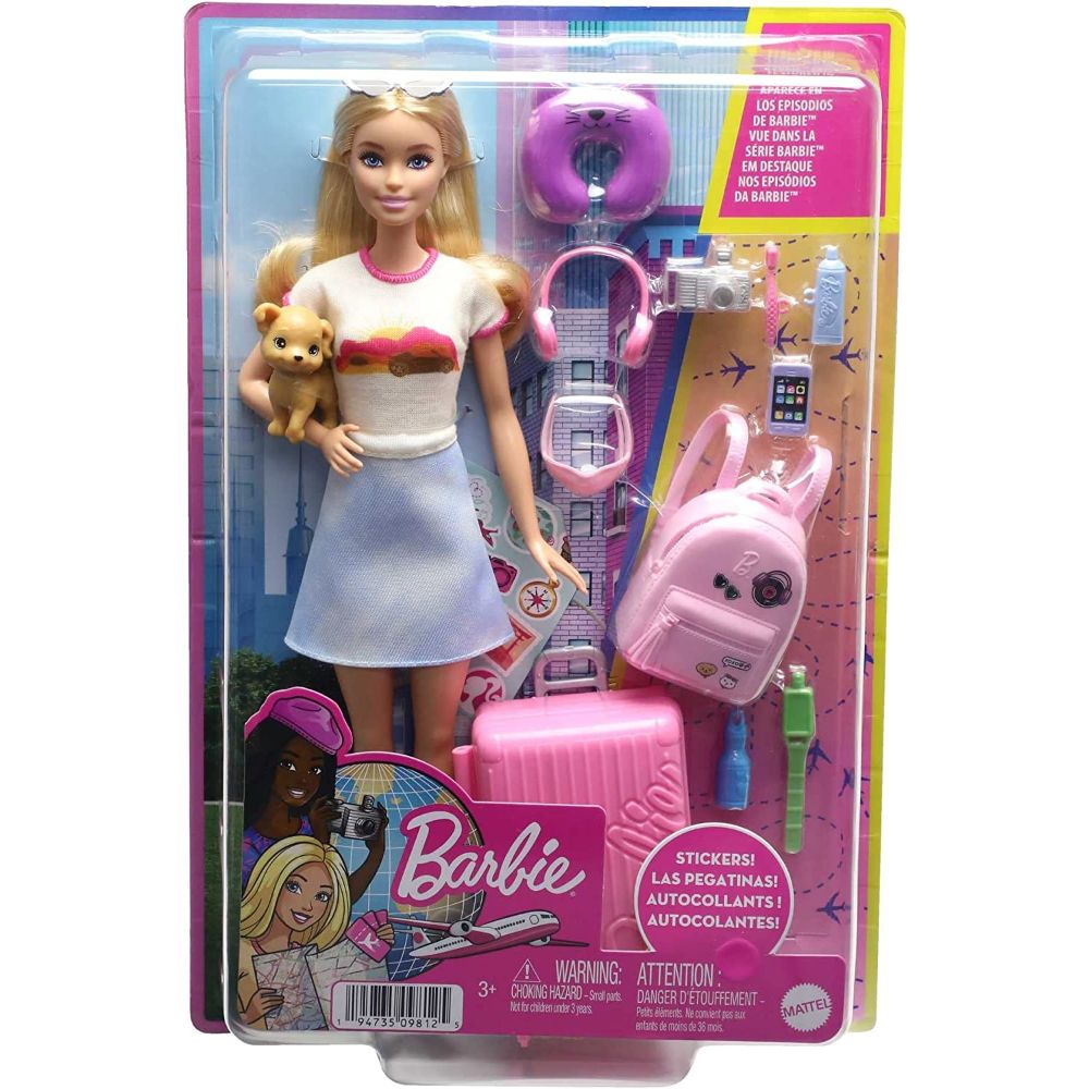 Barbie Malibu Travel Doll Set with Puppy