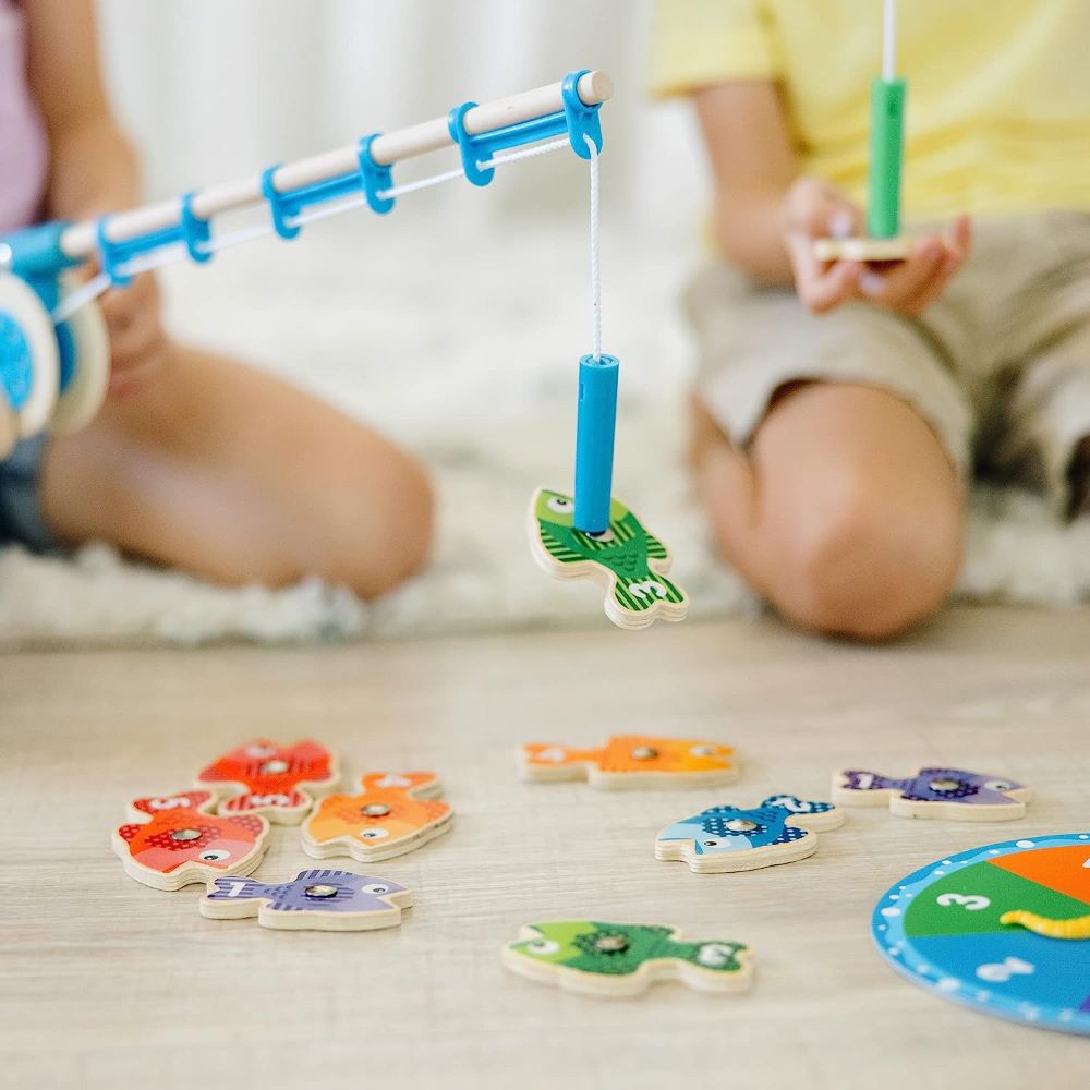 Melissa & Doug - Catch & Count Wooden Fishing Game With 2 Magnetic Rods