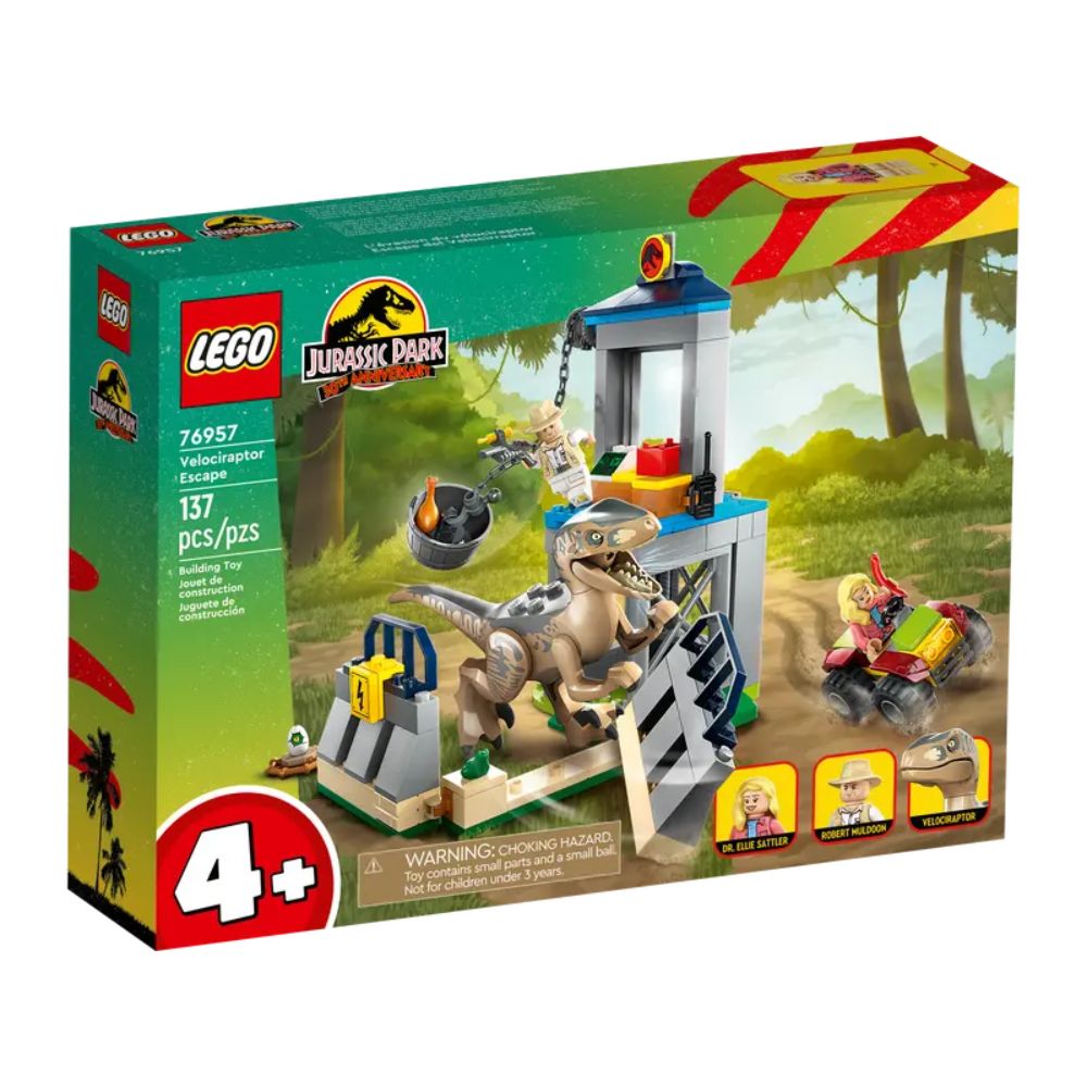 Lego Jurassic Park Velociraptor Escape 76957 Building Toy Set (137 Pieces)