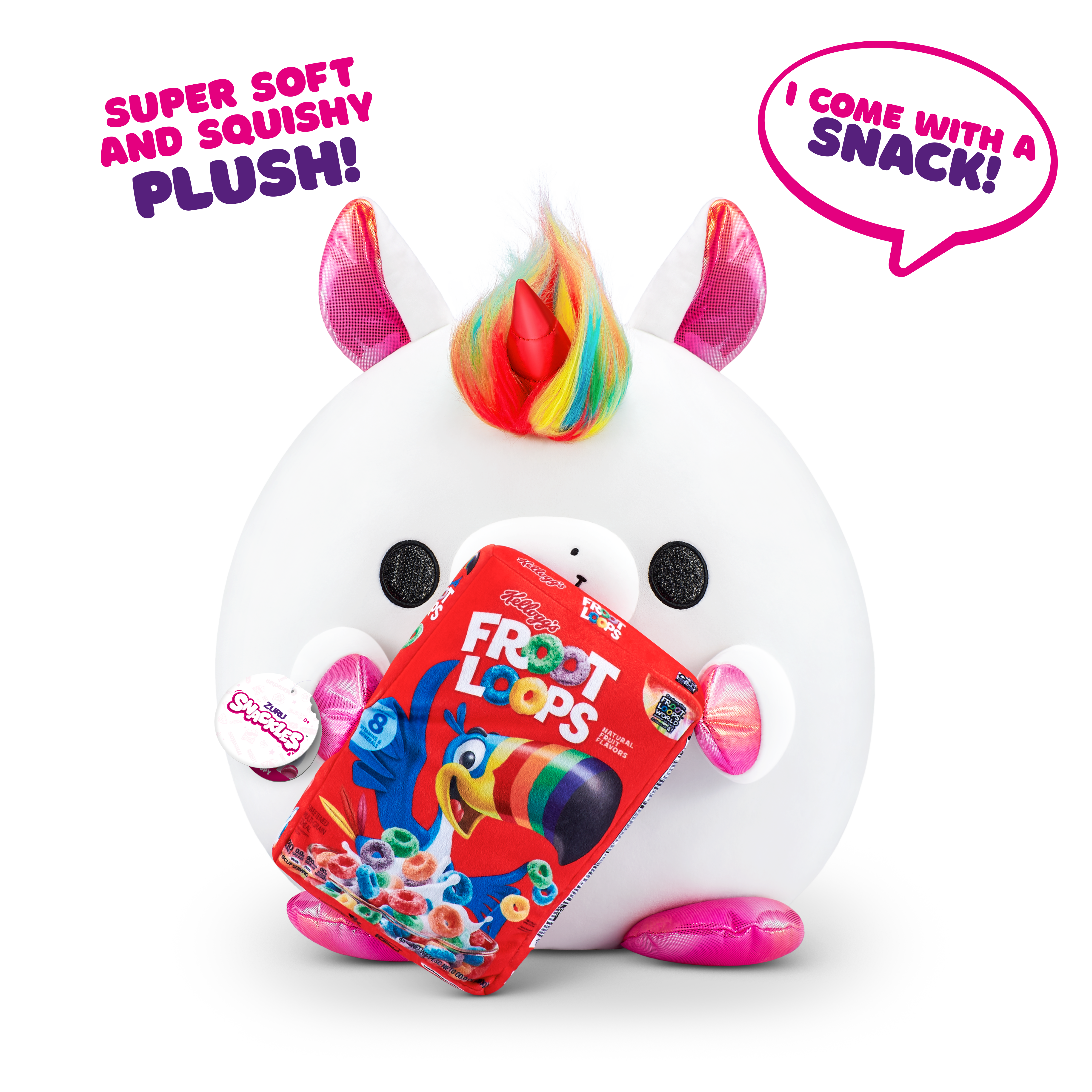 Scackles Snackles Medium - Unicorn Holding Plush Kellogg'S Froot Loops 10.1 Oz