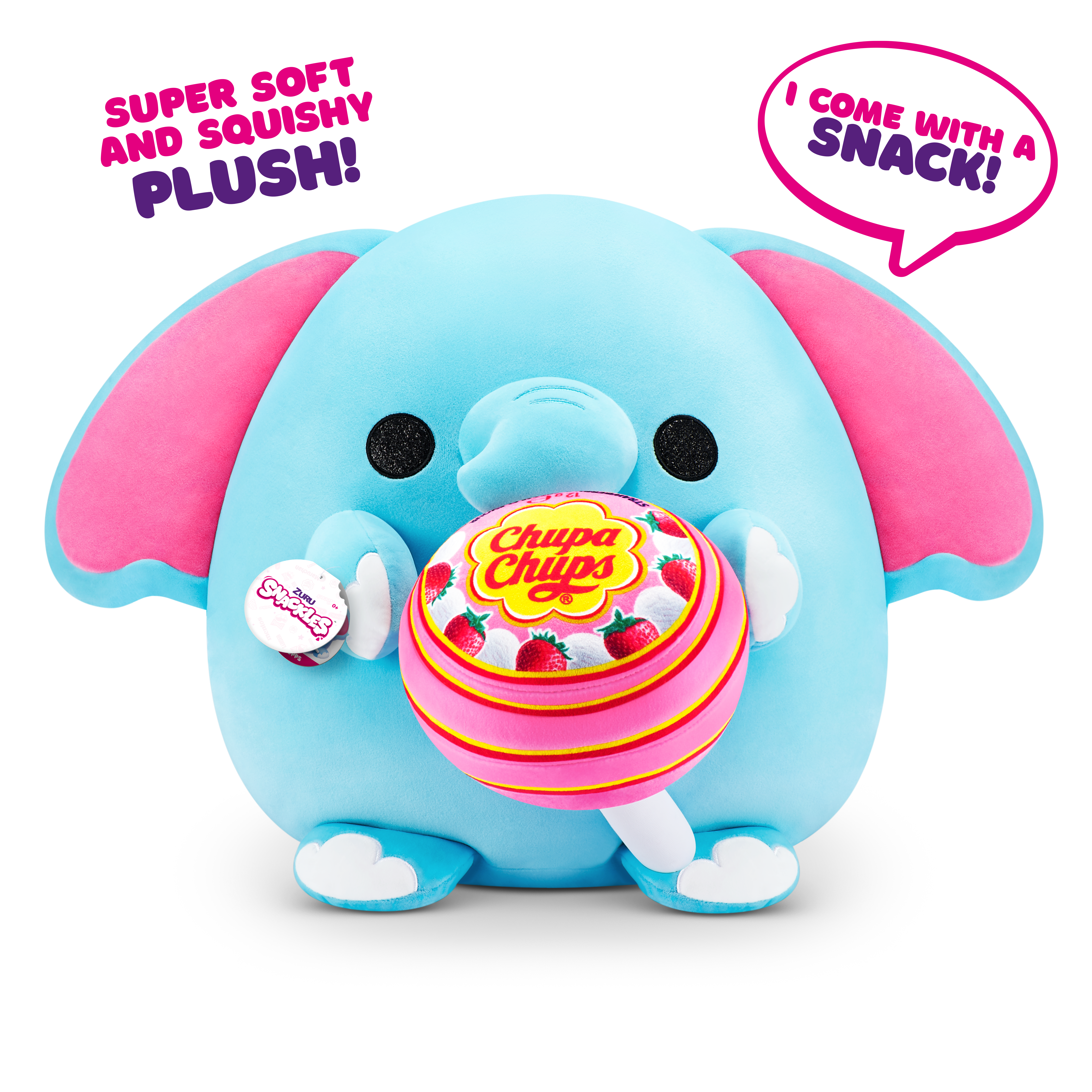 Scackles Snackles Medium - Elephant Holding Plush Chupa Chups Lollilop