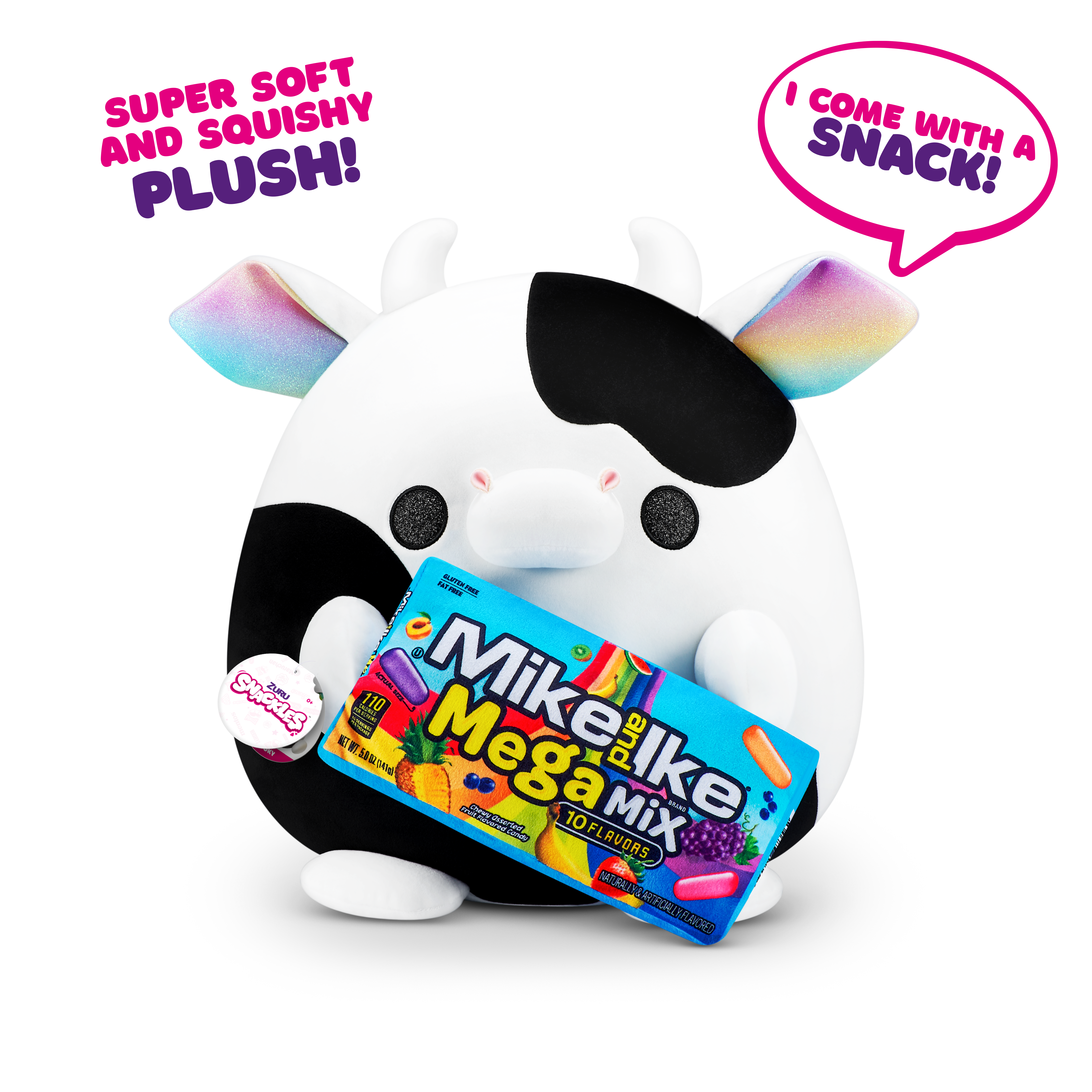 Scackles Snackles Medium - Cow Holding Plush Mike&Ike Berry Blast