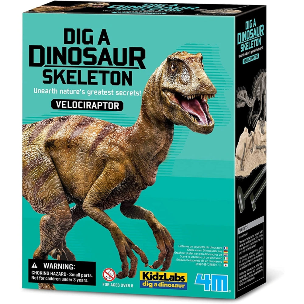 4M KidzLabs Dig A Dinosaur Skeleton Velociraptor