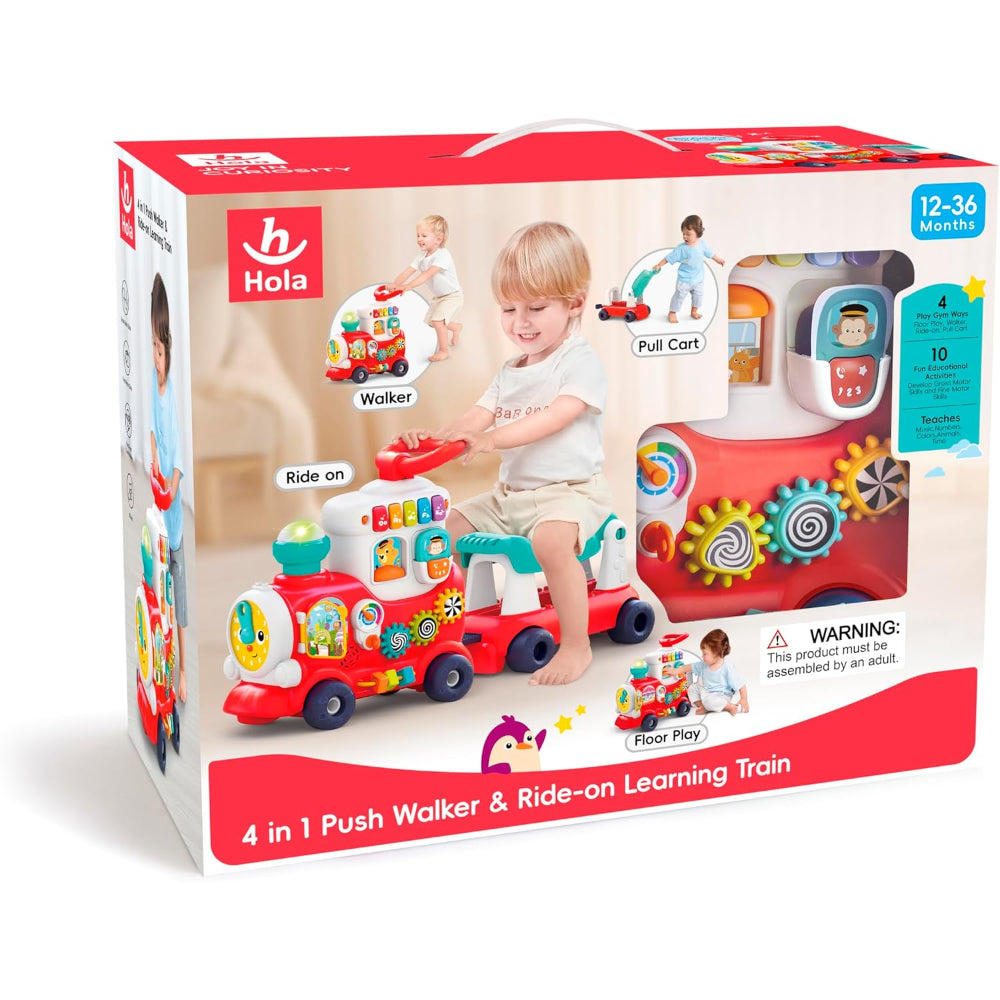 Hola 4i n 1 Push Walker & Ride-on Learning Train