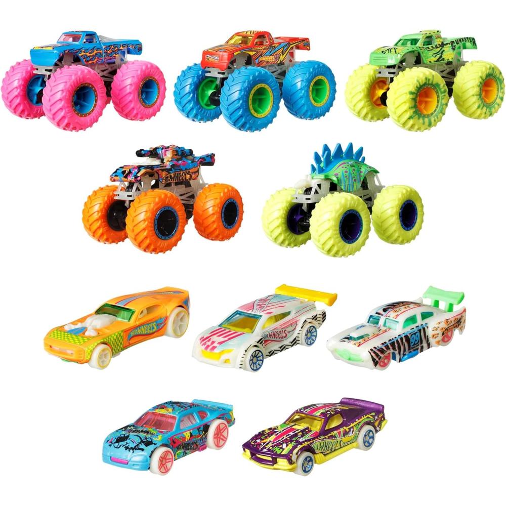 Hot Wheels Monster Trucks 1:64 10-Pack of Glow-in-the-Dark Hot Wheels Monster Trucks 1:64 10-Pack of Glow-in-the-Dark