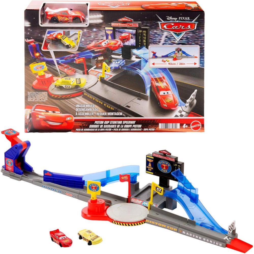 Disney And Pixar Cars Piston Cup Stunting Speedway Playset With Lightning Mcqueen Toy Car