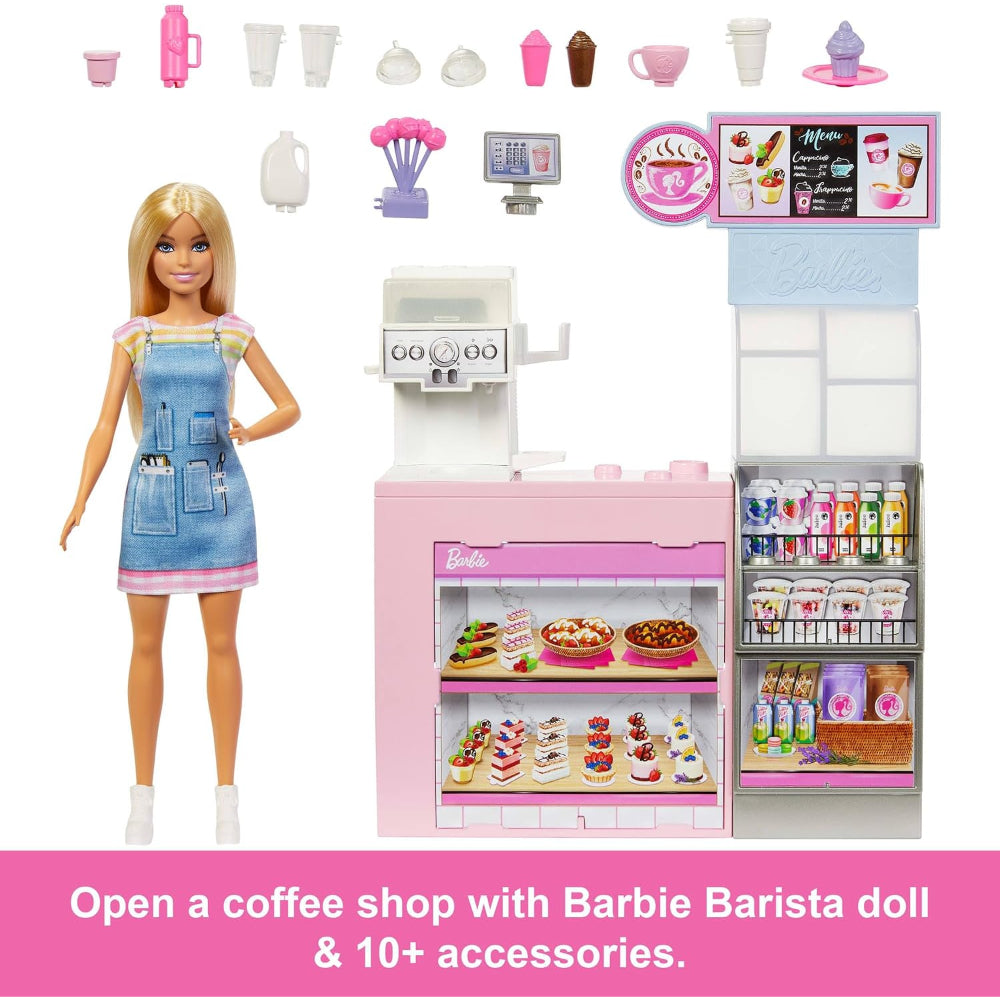 Barbie Coffee Shop Playset With Blonde Barista Barbie Doll