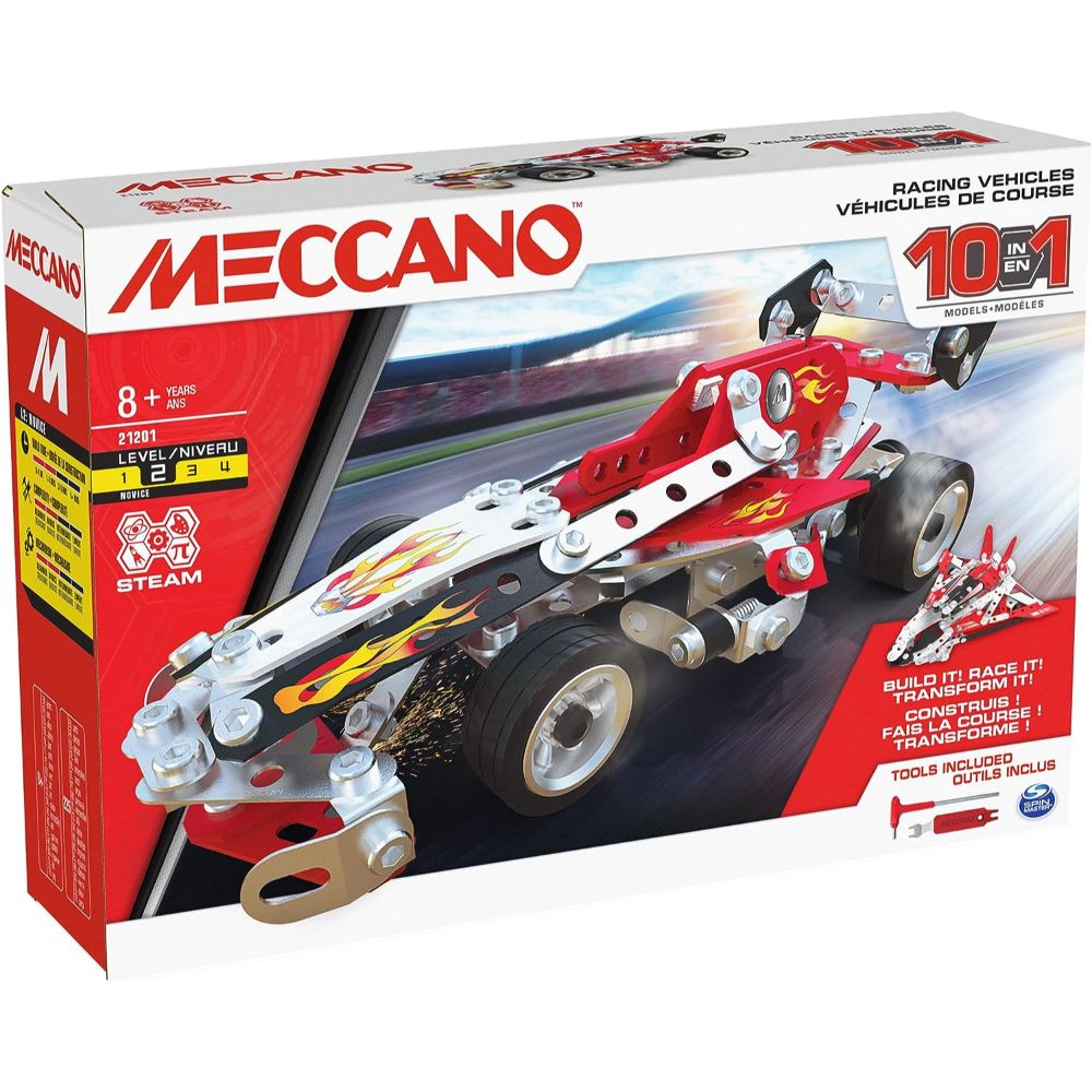 Meccano 10-in-1 Racing Vehicles Set (225 Pieces)