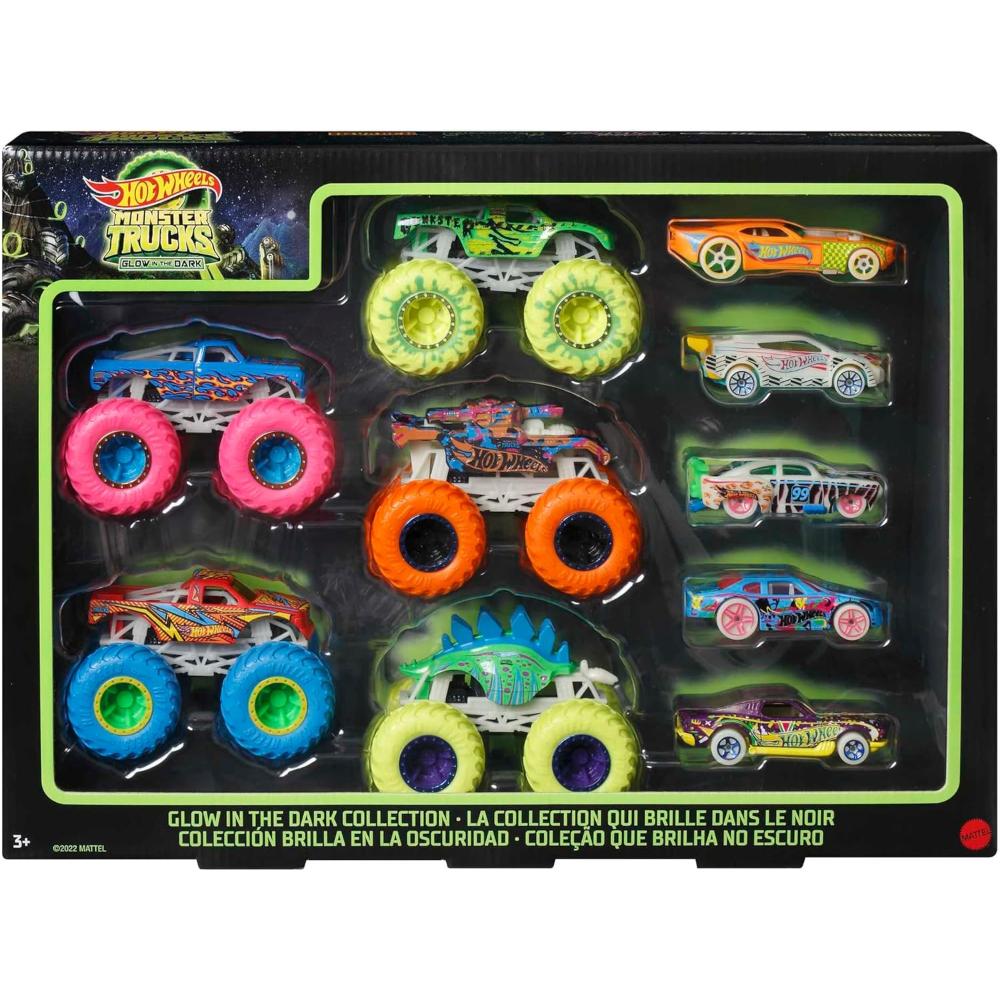Hot Wheels Monster Trucks 1:64 10-Pack of Glow-in-the-Dark Hot Wheels Monster Trucks 1:64 10-Pack of Glow-in-the-Dark