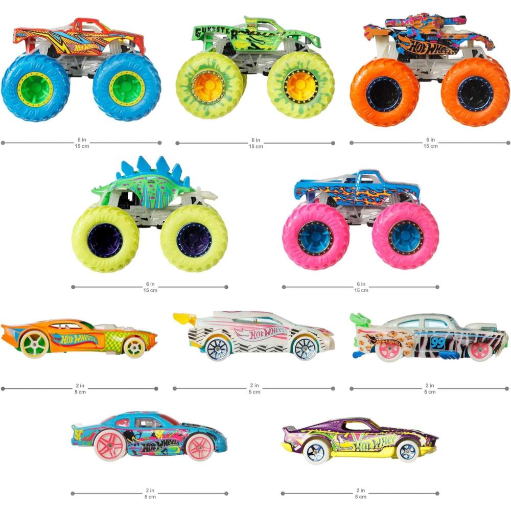 Hot Wheels Monster Trucks 1:64 10-Pack of Glow-in-the-Dark Hot Wheels Monster Trucks 1:64 10-Pack of Glow-in-the-Dark