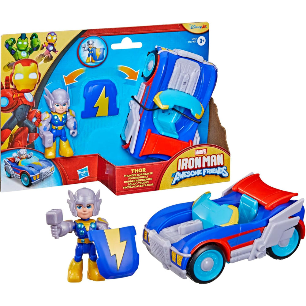 Marvel Iron Man and His Awesome Friends Thor Thunder Roadracer Action Figure & Toy Vehicle