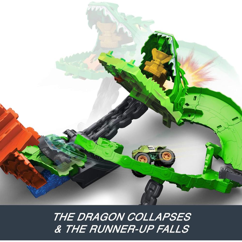 Hot Wheels Monster Trucks Sharks vs Dinos Dragon Destruction Playset