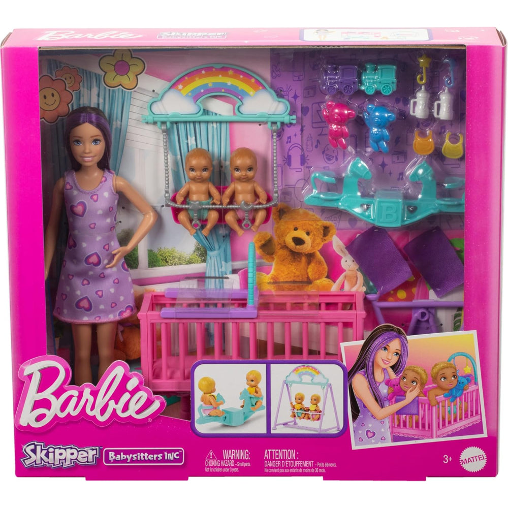 Barbie Skipper Babysitter Doll With Twin Nursery Playset & Accessories