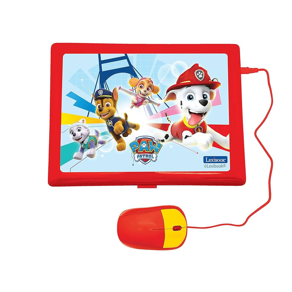Lexibook Paw Patrol - Educational and Bilingual Laptop Spanish/English - Toy for Child Kid (Boys & Girls) 124 Activities, Learn Play Games and Music with Chase Marshall - Red/Blue