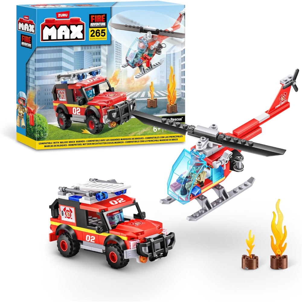 ZURU Max Adventure Play Set Fire Brigade Action Building Blocks