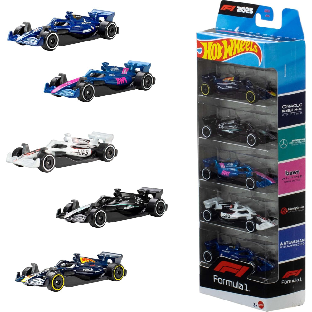Hot Wheels Premium Race Basic Car 2025 F1 5-Pack
