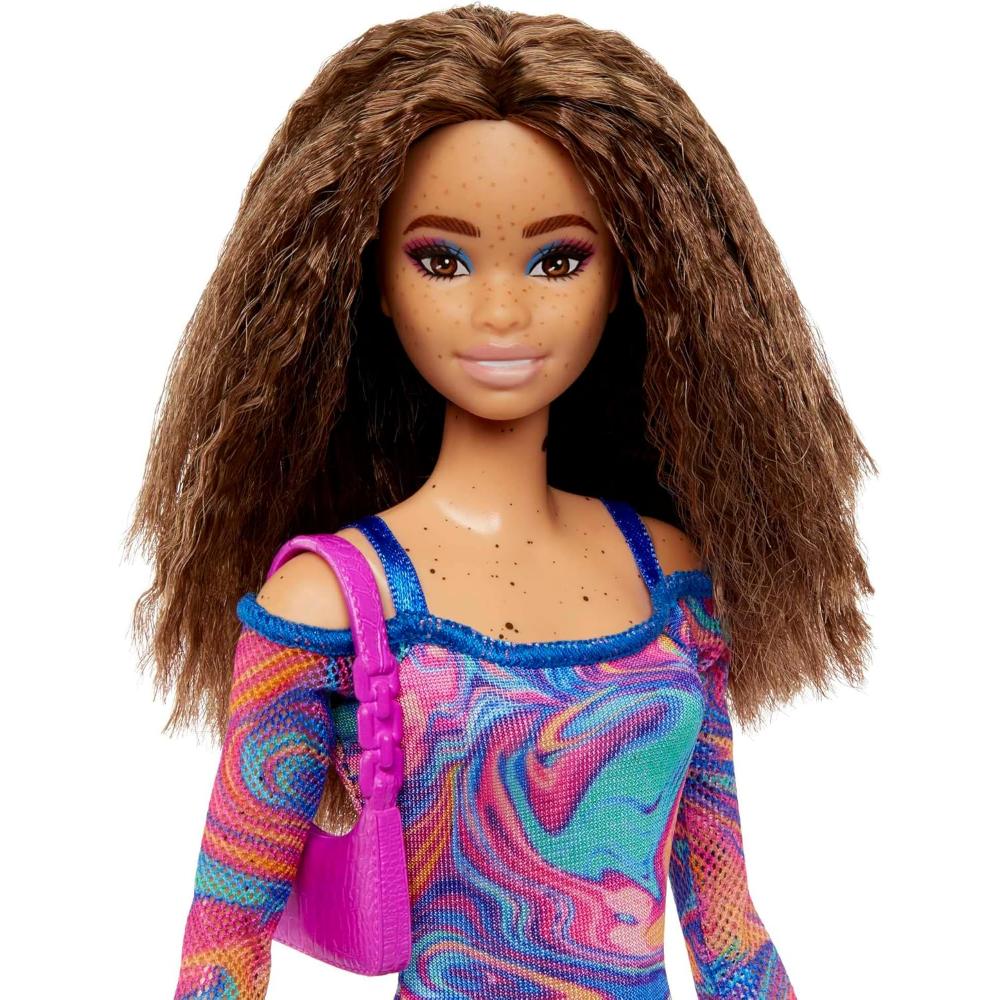 Barbie Fashionistas Doll in Rainbow Marble-Print Dress Barbie Fashionistas Doll in Rainbow Marble-Print Dress